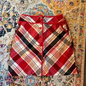 Y2K Bandolino Cotton Black & Red Plaid Mini Skirt